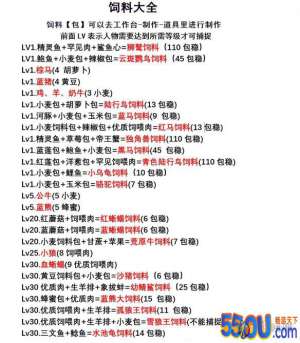 《创造与魔法》饲料大全 饲料合成一览表